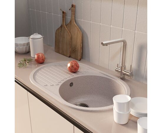 Мойка MIXLINE ML-GM16 из искусственного камня цвет песочный 73х46 см_, изображение 4