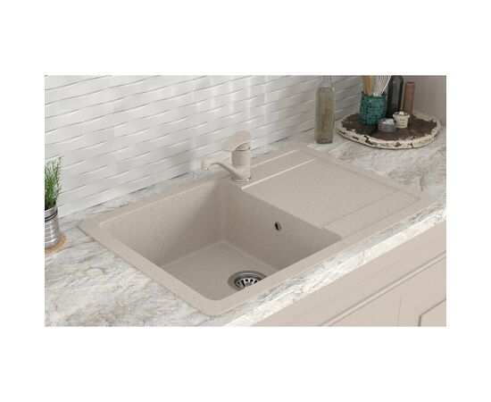 Мойка MIXLINE ML-GMS15 из искусственного камня цвет бежевый 64х50.5 см_, изображение 3
