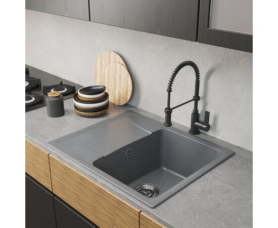 Мойка MIXLINE ML-GM26 из искусственного камня цвет графит 58х47 см_, изображение 4
