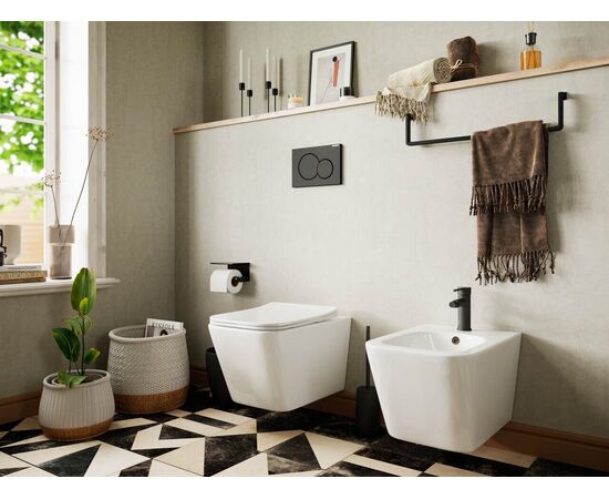 Сет 4 в 1 Ceramicanova унитаз Metric Rimless инсталляция с кнопкой Flat цвет черный матовый CN3007_1002B_1000_, изображение 7