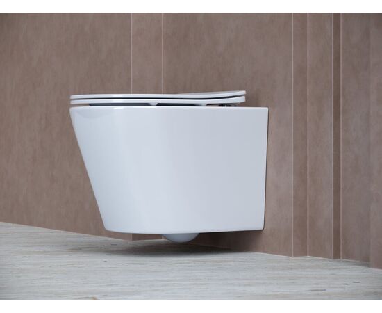 Сет 4 в 1 Ceramicanova унитаз Balearica Rimless инсталляция с кнопкой Round цвет хром матовый CN6000_1001M_1000_, изображение 4