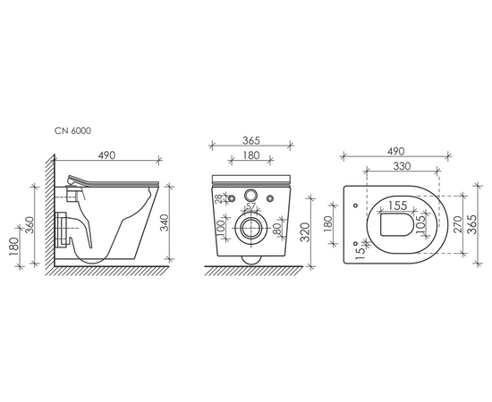 Сет 4 в 1 Ceramicanova унитаз Balearica Rimless инсталляция с кнопкой Flat цвет белый CN6000_1002W_1000_, изображение 11