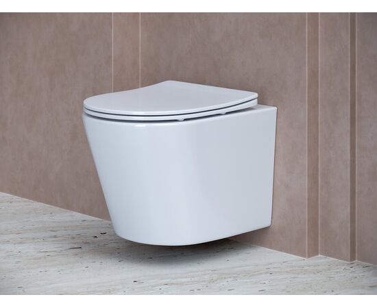 Сет 4 в 1 Ceramicanova унитаз Balearica Rimless инсталляция с кнопкой Flat цвет хром матовый CN6000_1002M_1000_, изображение 2