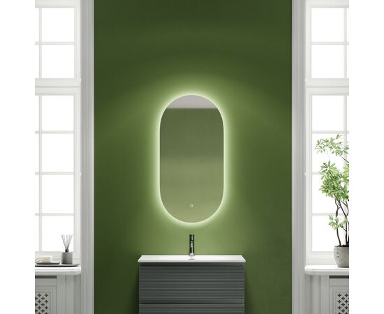 Зеркало для ванной комнаты SANCOS Oval фоновая подсветка 550х1050 с сенсорным управлением OV55C_, изображение 3