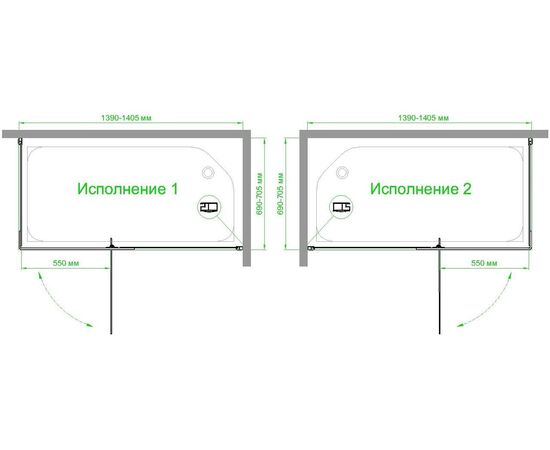 Душевой уголок Royal Bath RB HPVD-T-CH 140х70х200 прозрачное стекло_, изображение 4
