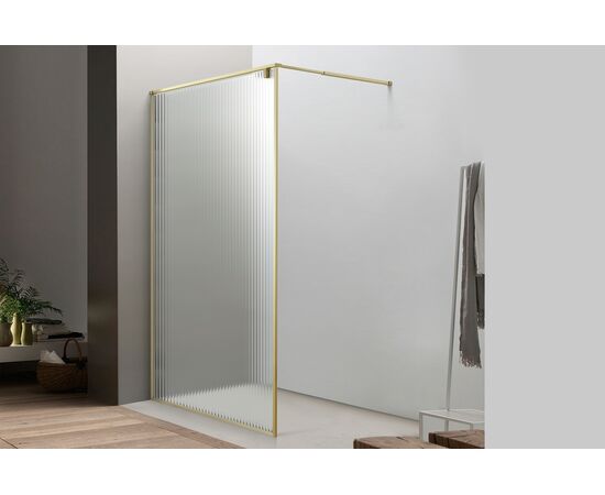 Душевая перегородка Royal Bath BERN RB100-C-GD 100x200 рифленая, Размер: 100, Профиль: Золото, Стекло: Рифленое_