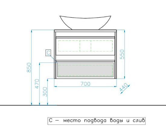 Тумба подвесная Style Line Монако 70 2 ящика Гамма 56 Осина бел /бел лакобель PLUS_, изображение 5