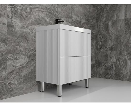Тумба напольная Style Line Стокгольм 70 Classic 70 2 ящика белый рифленый софт PUSH_, изображение 2