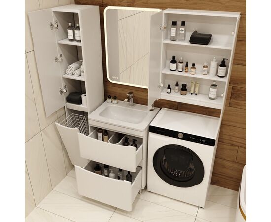 Тумба напольная Style Line Бергамо мини 60 2 ящика Люкс антискрейтч белый PLUS_, изображение 7