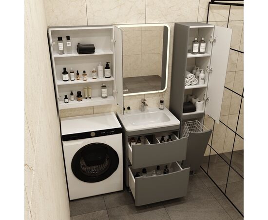 Тумба напольная Style Line Бергамо мини 60 2 ящика Люкс антискрейтч серый PLUS_, изображение 8