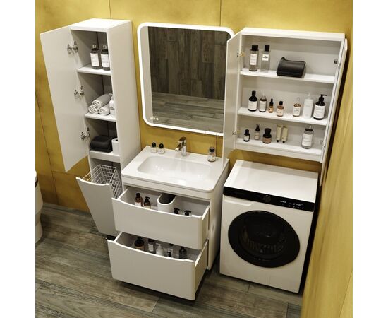 Тумба напольная Style Line Бергамо мини 70 2 ящика Люкс антискрейтч белый PLUS_, изображение 8