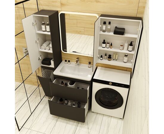 Тумба напольная Style Line Бергамо мини 70 2 ящика Люкс антискрейтч черный PLUS_, изображение 7