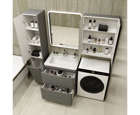 Тумба напольная Style Line Бергамо мини 70 2 ящика Люкс антискрейтч серый PLUS_, изображение 7