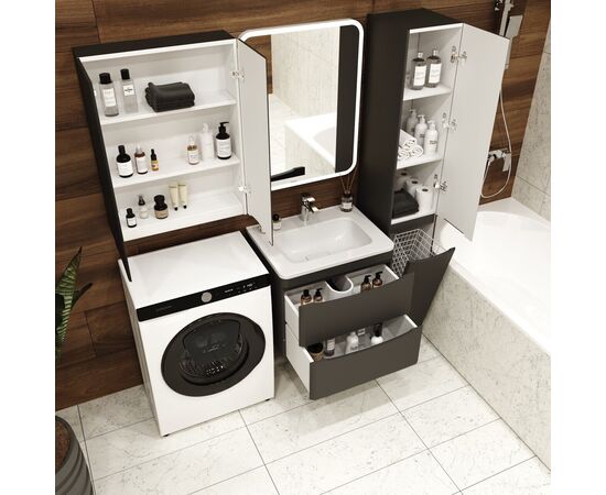 Тумба подвесная Style Line Бергамо мини 60 2 ящика Люкс антискрейтч черный PLUS_, изображение 7