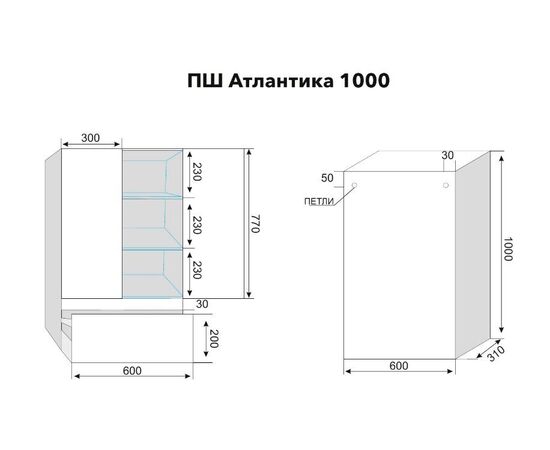 Шкаф подвесной Style Line Атлантика 1000 с ящиком антискрейч_, изображение 6