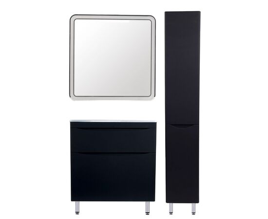Тумба напольная Style Line Бергамо мини 90 2 ящика Люкс антискрейтч черный PLUS_, изображение 5