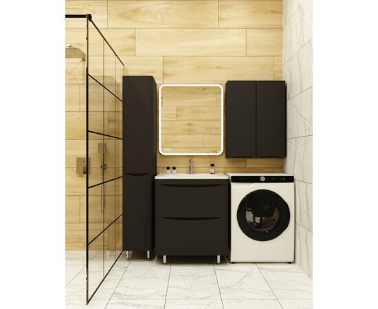 Тумба напольная Style Line Бергамо мини 70 2 ящика Люкс антискрейтч черный PLUS_, изображение 6