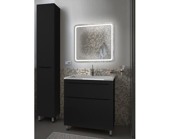 Тумба напольная Style Line Бергамо мини 90 2 ящика Люкс антискрейтч черный PLUS_, изображение 6
