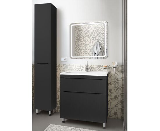 Тумба напольная Style Line Бергамо мини 60 2 ящика Люкс антискрейтч черный PLUS_, изображение 4