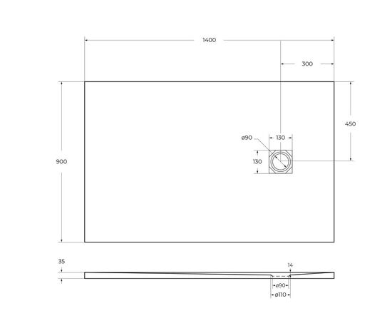 Душевой поддон из искусственного мрамора с сифоном BelBagno UNO TRAY-MR-UNO-AH-140/90-35-W-BO_, изображение 5