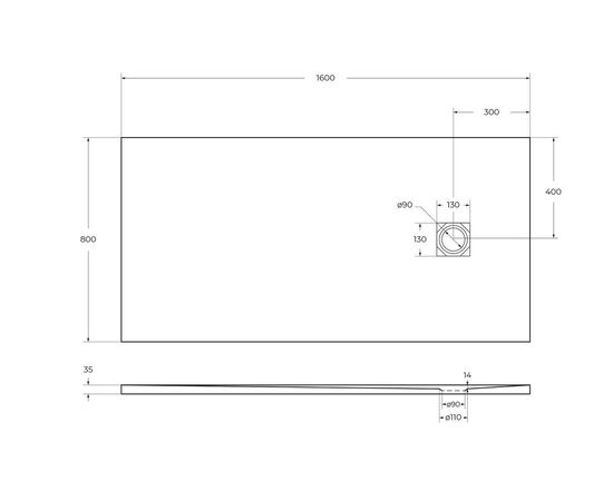 Душевой поддон из искусственного мрамора с сифоном BelBagno UNO TRAY-MR-UNO-AH-160/80-35-W-NO_, изображение 4