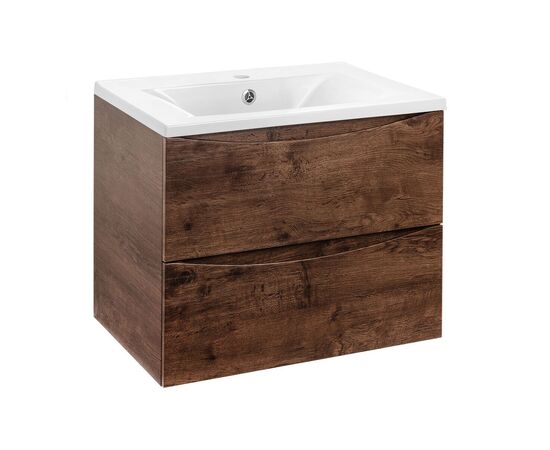 Тумба под раковину Vincea Mia 600 подвесная 2 выкатных ящика soft close R.Wood, Цвет товара: темно-коричневый_