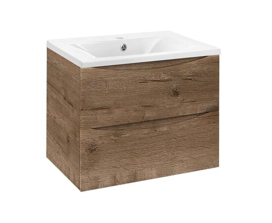 Тумба под раковину Vincea Mia 600 подвесная 2 выкатных ящика soft close V.Oak, Цвет товара: коричневый_