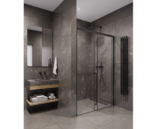 Душевая дверь Timo TDSS-120/03C-8L 1200х2000 профиль черный стекло прозрачное 8 мм_, изображение 2