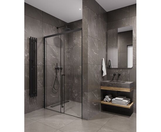 Душевая дверь Timo TDSS-120/03C-8R 1200х2000 профиль черный стекло прозрачное 8 мм_, изображение 2
