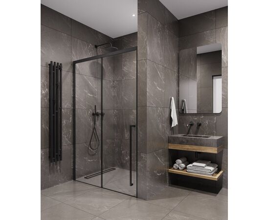 Душевая дверь Timo TDSS-120/03C-8R 1200х2000 профиль черный стекло прозрачное 8 мм_, изображение 3