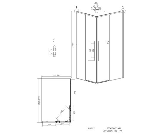 Душевое ограждение Grossman Galaxy 1/2.K33.01.12.21.02-1/2.K33.01.80L.21.02 120х80х195 см_, изображение 11