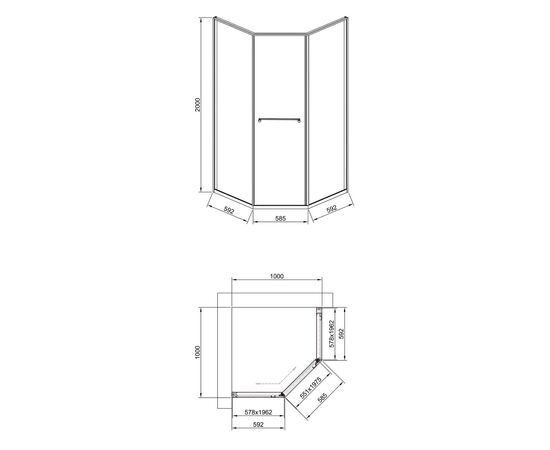 Душевой угол Timo TTSS-100/17C-8L 1000х1000х2000 профиль матовое золото стекло прозрачное 8 мм_, изображение 4