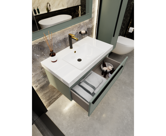 Тумба под раковину La Fenice Elba Grigio серо-зеленая 90_, изображение 7