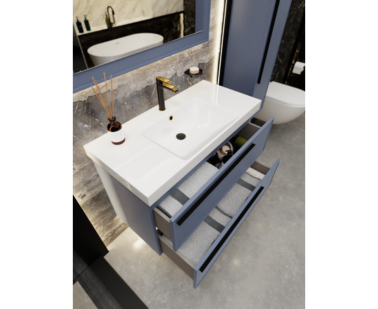 Тумба под раковину La Fenice Elba Blu Grigio TWIN синяя 80_, изображение 7