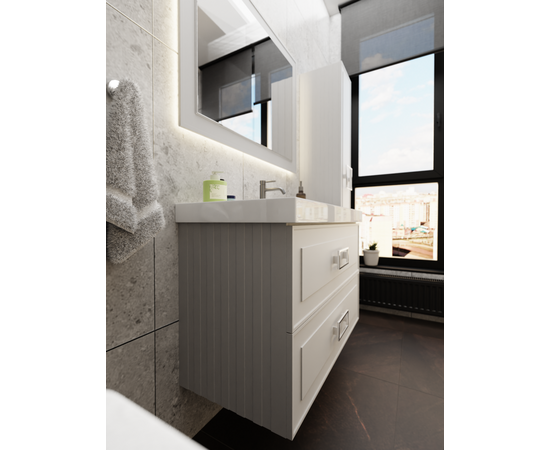 Тумба под раковину La Fenice Cubo Cappuccino TWIN бежевая 100_, изображение 7