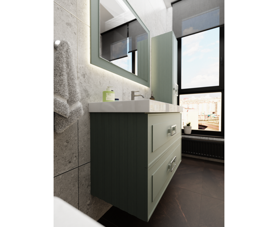 Тумба под раковину La Fenice Cubo Grigio TWIN серо-зеленая 100_, изображение 7