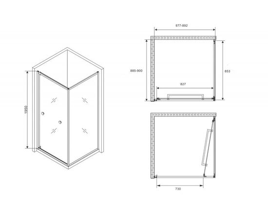 Душевой уголок ABBER Schwarzer Diamant AG0A090_, изображение 4