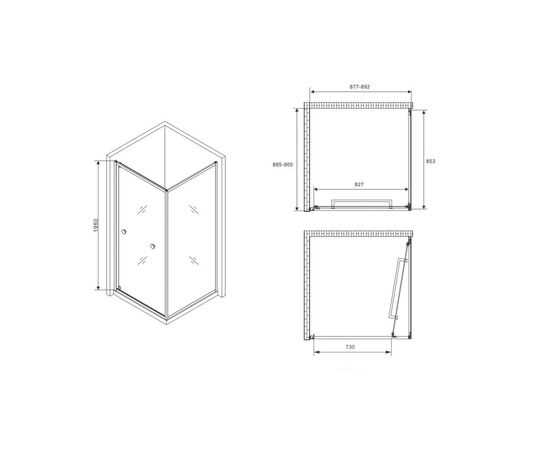 Душевой уголок ABBER Schwarzer Diamant AG0A090B_, изображение 4