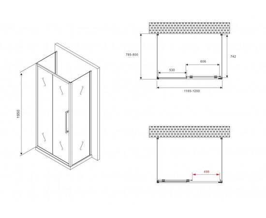Душевой уголок ABBER Schwarzer Diamant AG30120BMH-S80BM-S80BM_, изображение 5