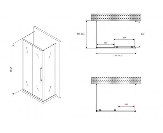 Душевой уголок ABBER Schwarzer Diamant AG30130BMH-S80BM-S80BM_, изображение 5