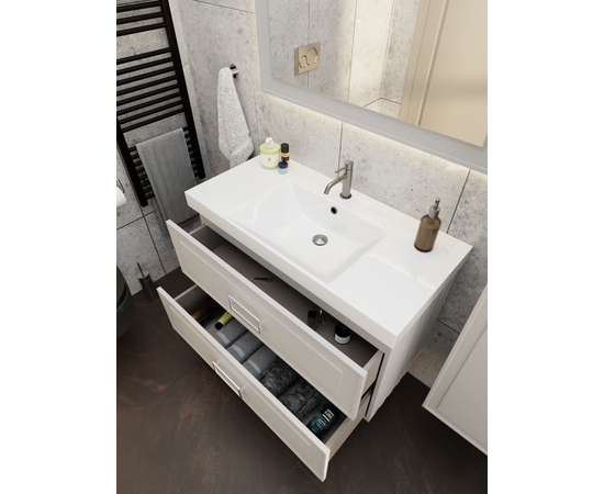 Тумба под раковину La Fenice Cubo Cappuccino TWIN бежевая 100_, изображение 8