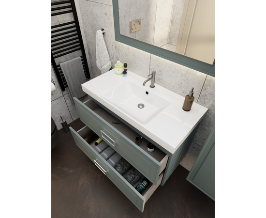 Тумба под раковину La Fenice Cubo Grigio TWIN серо-зеленая 100_, изображение 8