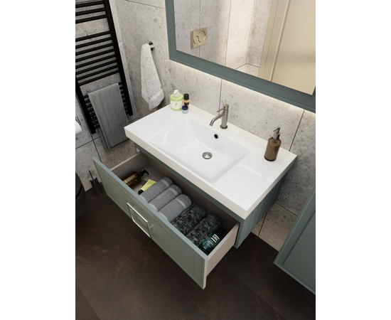 Тумба под раковину La Fenice Cubo Grigio TWIN серо-зеленая 80_, изображение 7