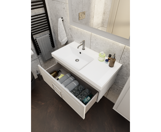 Тумба под раковину La Fenice Cubo Cappuccino бежевая 90_, изображение 9