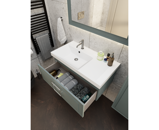 Тумба под раковину La Fenice Cubo Grigio серо-зеленая 90_, изображение 8
