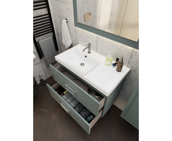 Тумба под раковину La Fenice Cubo Grigio TWIN серо-зеленая 90_, изображение 8