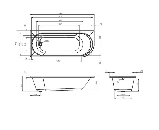 Ванна акриловая AM.PM X-Joy W94A-170L70W-A угловая левосторонняя 170x70 см_, изображение 9
