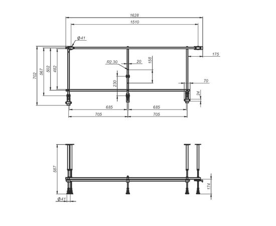 Каркас для ванны AM.PM X-Joy W94A-170U70W-R угловой универсальный170x70 см_, изображение 2