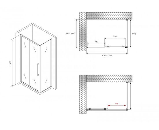 Душевой уголок ABBER Schwarzer Diamant AG30110BMH-S100BM_, изображение 5