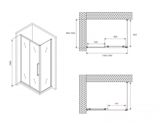 Душевой уголок ABBER Schwarzer Diamant AG30120BMH-S100BM_, изображение 5